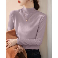 批发绝美慵懒风半高领白色打底衫女秋冬2025新款长袖修身内搭针织毛衣