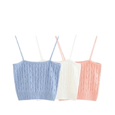 批发复古麻花短款针织小吊带背心女夏内搭遮副乳叠穿抹胸冰<b class='q'>丝</b>外穿上衣