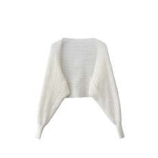 批发2026夏季新款小众设计感镂空高腰短款针织开衫女法式气质披肩<b class='q'>外套</b>