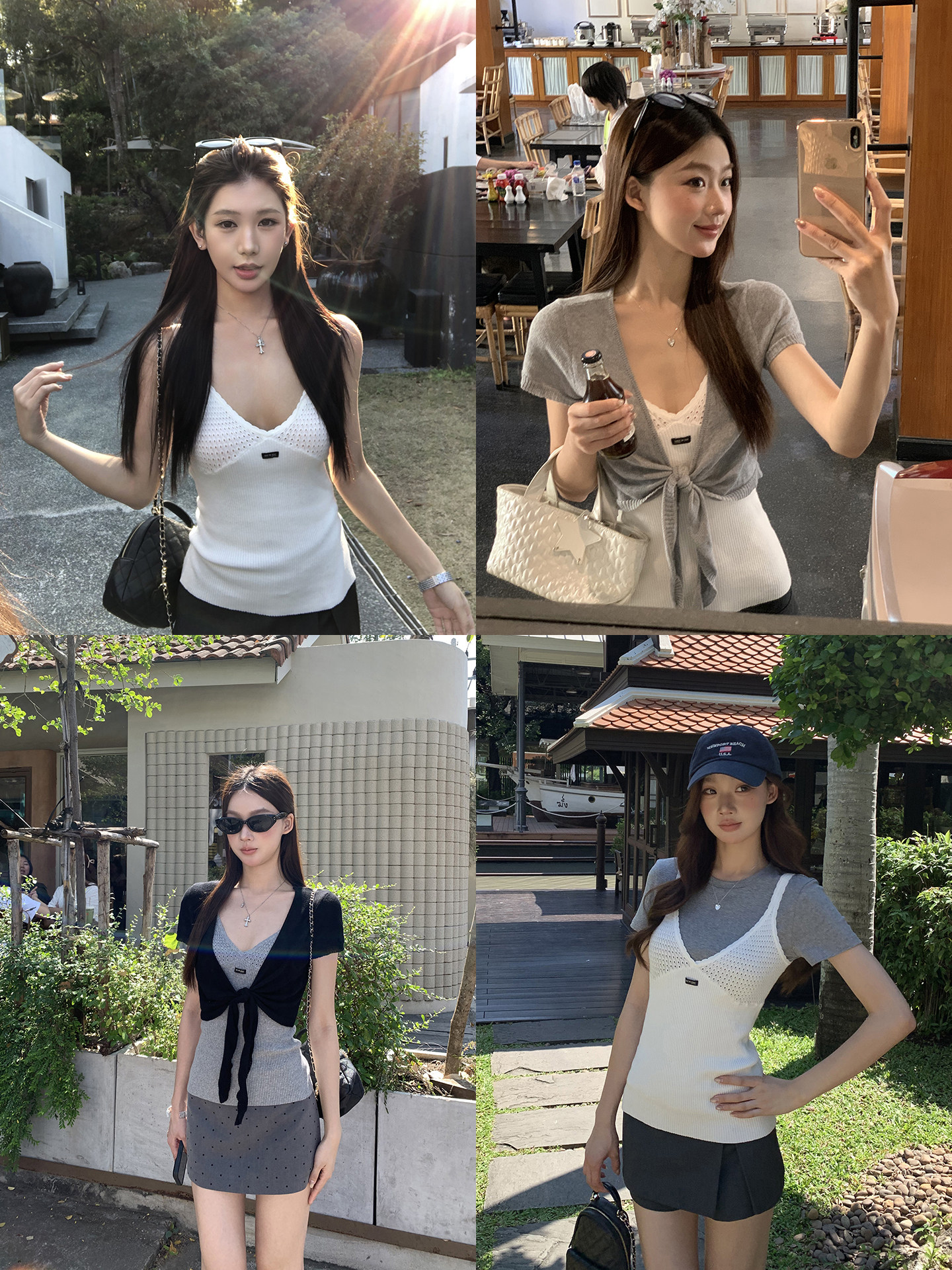 레드 맨 파빌리온 화이트 캐미솔 여름 외출용 니트 V넥 디자인 센스 고급 아니요 명중 섹션 민소매 맨위 여성