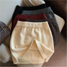 批发新款<b class='q'>时尚</b>气质纯欲风小个子松紧腰包臀针织半身短裙包芯纱