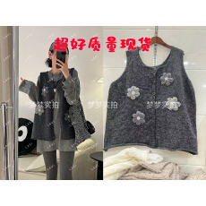 批发梦花坞 秋季提花针织无袖马甲背心马甲W558