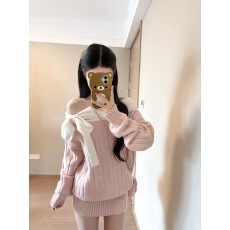 批发已到货蝴蝶结针织<b class='q'>连衣裙</b>女秋冬新款显瘦韩系收腰毛衣裙包臀短裙