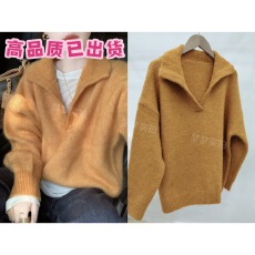 批发NSCM秋冬季新款高级感翻领针织衫长袖上衣设计感气质百搭显瘦裤子