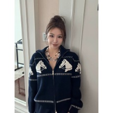 批发Scout 费尔岛提花 拉夫老钱感加厚高克重<b class='q'>毛衣</b><b class='q'>女</b>冬季+半身裙两件套