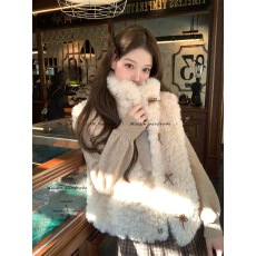 批发THETURE小甜栗环保皮草毛毛外套马甲短款上衣女秋冬季2025新款