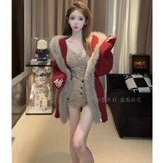 批发韩系设计感大毛领连帽毛衣<b class='q'>外套</b><b class='q'>女装</b>秋冬季慵懒风保暖针织开衫上衣