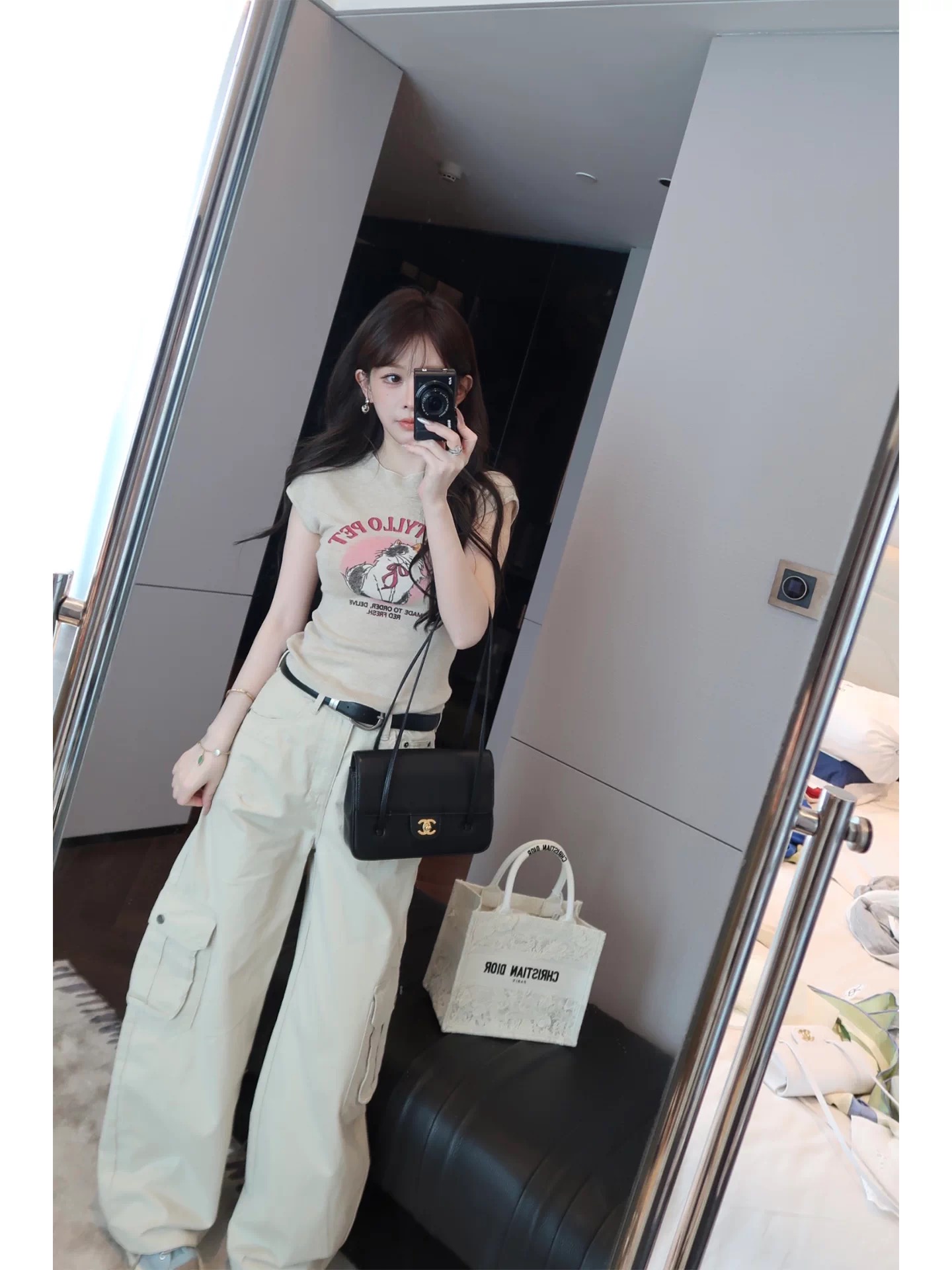 수영하다 사슴 사슴 한 부서 고양이 만화 몸매 가꾸기 슬림해 보이는 다용도 품격 티셔츠 여성 여름 프린트 아름다운 반팔 맨위