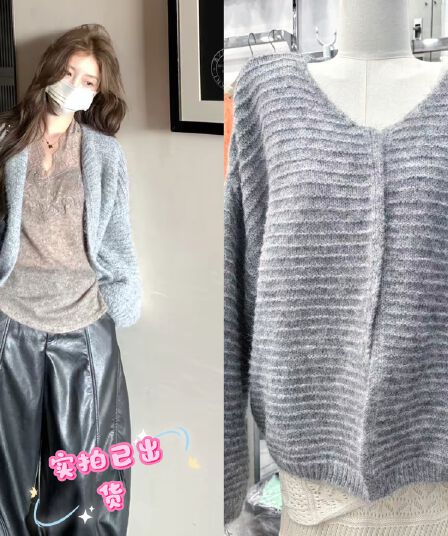 xxiiuu 느슨함 지배 느긋한 플리스 니트 오픈 가디건 여성 루즈핏 대 프로필 모양 부드러운 찹쌀 스웨터 코트