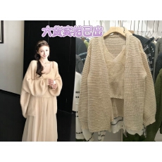 批发Skk Store 托斯卡纳的春 羊驼绵羊毛<b class='q'>马海毛</b>手钩感粗针大<b class='q'>开衫</b>/吊带