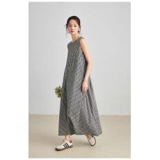 批发韩系复古格子背心裙女中长款2026夏新款炸街时尚设计感小众<b class='q'>连衣裙</b>