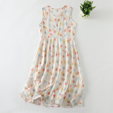 批发彩色晕染花朵连衣裙2026夏季小清新韩版显瘦<b class='q'>无袖</b>背心长裙