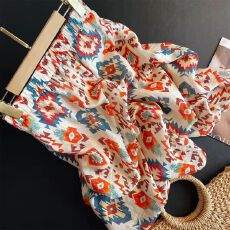 批发明亮显白高级多巴胺高版本亚麻高腰显瘦印花不规则半身裙女夏26新