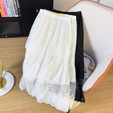 批发<b class='q'>春</b>装新款女装日系小清新松紧腰蕾丝拼接打底裤棉麻纯色阔腿裤
