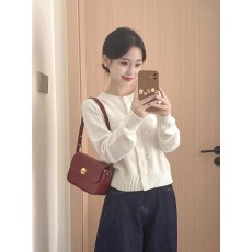批发韩系白色蝴蝶结长袖针织开衫女早秋小个子独特超好看外套短款<b class='q'>上衣</b>