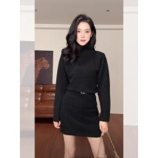 批发出席重要场合的漂亮针织<b class='q'>连衣裙女</b>秋冬配大衣的内搭收腰包臀短裙子