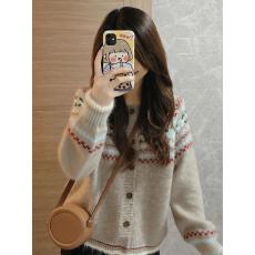 批发独特漂亮小衫休闲外穿费尔岛针织开衫<b class='q'>外套</b>洋气高贵上衣服<b class='q'>女装</b>秋冬