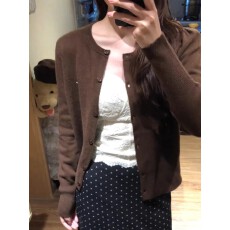 批发美拉德穿搭咖色针织<b class='q'>开衫</b>外套<b class='q'>女</b>早春绝美巨好看的外穿独特漂亮上衣