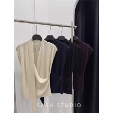 批发韩版秋<b class='q'>冬</b>毛挂脖飘带收腰V领针织T恤女时尚百搭显瘦气质上衣潮