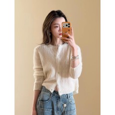 批发网纱拼接白色麻花针织开衫<b class='q'>外套</b>女春装设计感绝美外穿宽松短款上衣