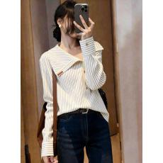 批发白色条纹独特漂亮小衫长袖翻领<b class='q'>衬衫</b>女早春新款<b class='q'>衬衣</b>洋气高贵上衣服