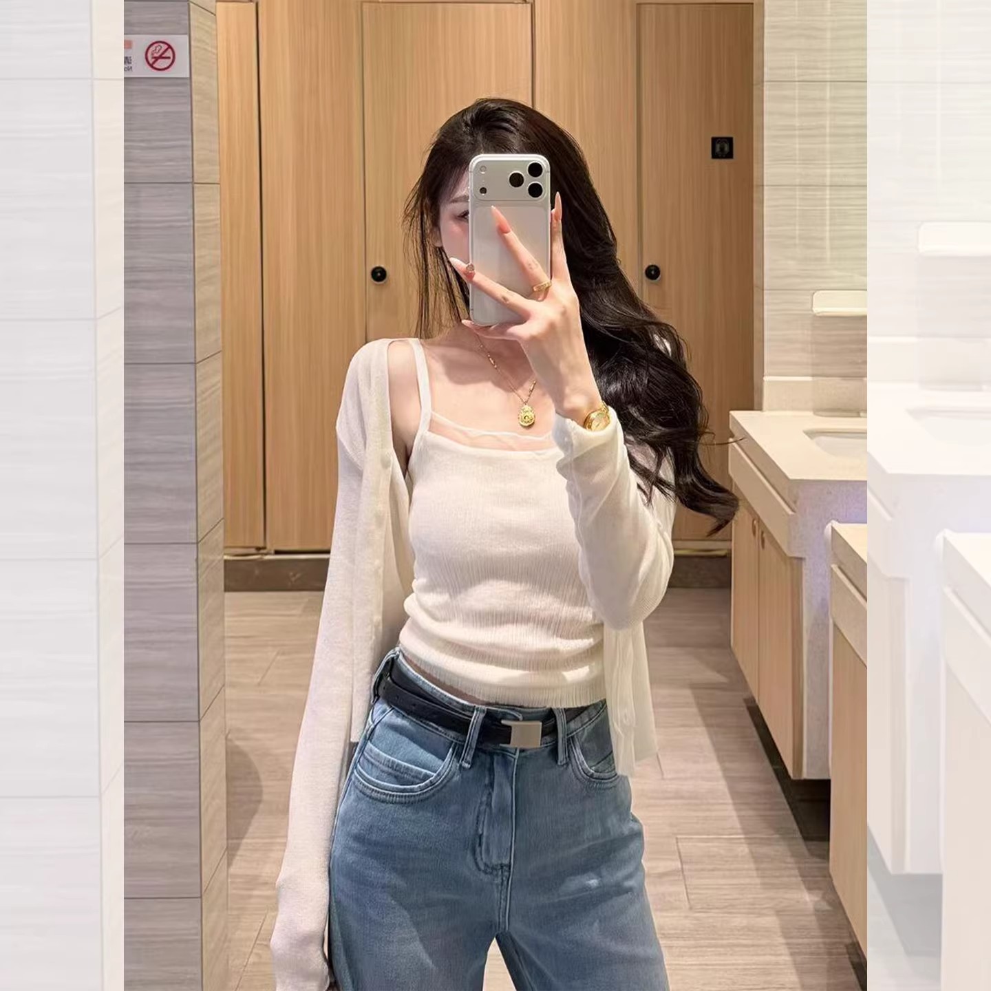 고유 한 아름다운 화이트 긴팔 니트 오픈 가디건 여성 자이언트 잘 생긴 ~ 중 이른 봄 chic 착용 가져 가라. 슬립 맨위 투피스 세트