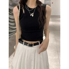 批发设计感镂空黑色小<b class='q'>吊带</b><b class='q'>背心</b>女夏季遮副乳修身外穿无袖短款<b class='q'>露</b><b class='q'>脐</b>上衣