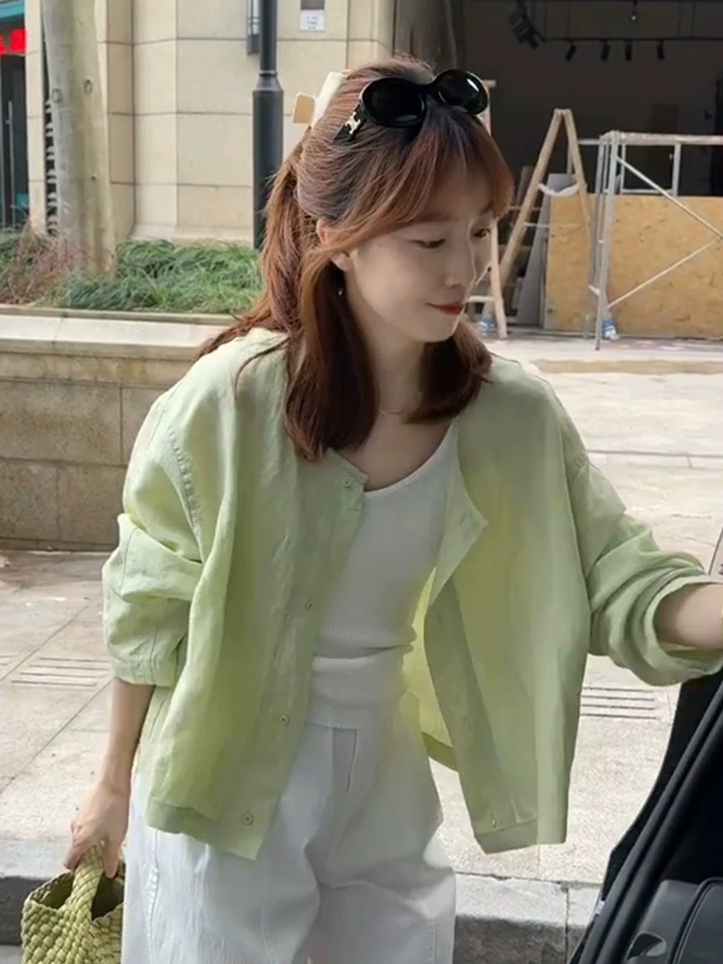 한 부서 핑크색 아시아 인 자외선 차단 긴팔 셔츠 여성 코트 여름 2026 자이언트 잘 생긴 ~ 중 외부 가져 가라. 얇고 가벼운 작은 맨위