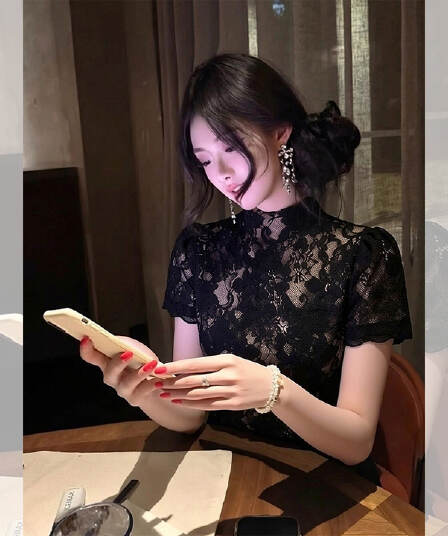 튀김 거리 고유 한 아름다운 맨위 여자 2026 새로운 품격 디자인 고급 센스 아름다운 자이언트 잘 생긴 반팔 티셔츠