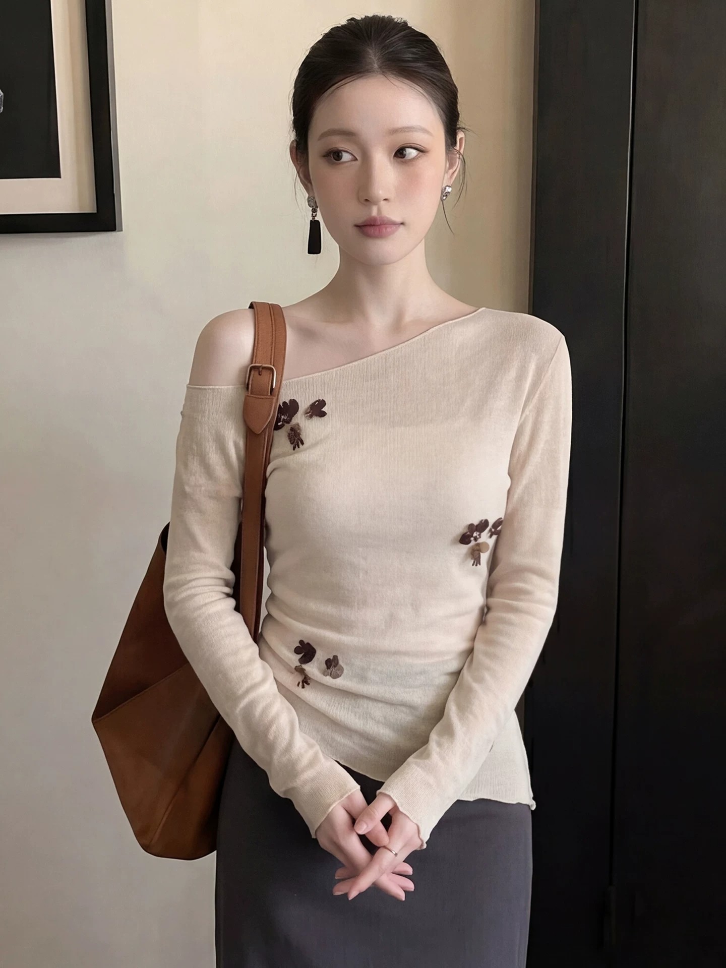 한 부서 느긋한 바람 루즈핏 긴팔 자외선 차단 티셔츠 여성 여름 작은 키 슬립 외부 가져 가라. 얇은 스타일 에어컨 블라우스 맨위