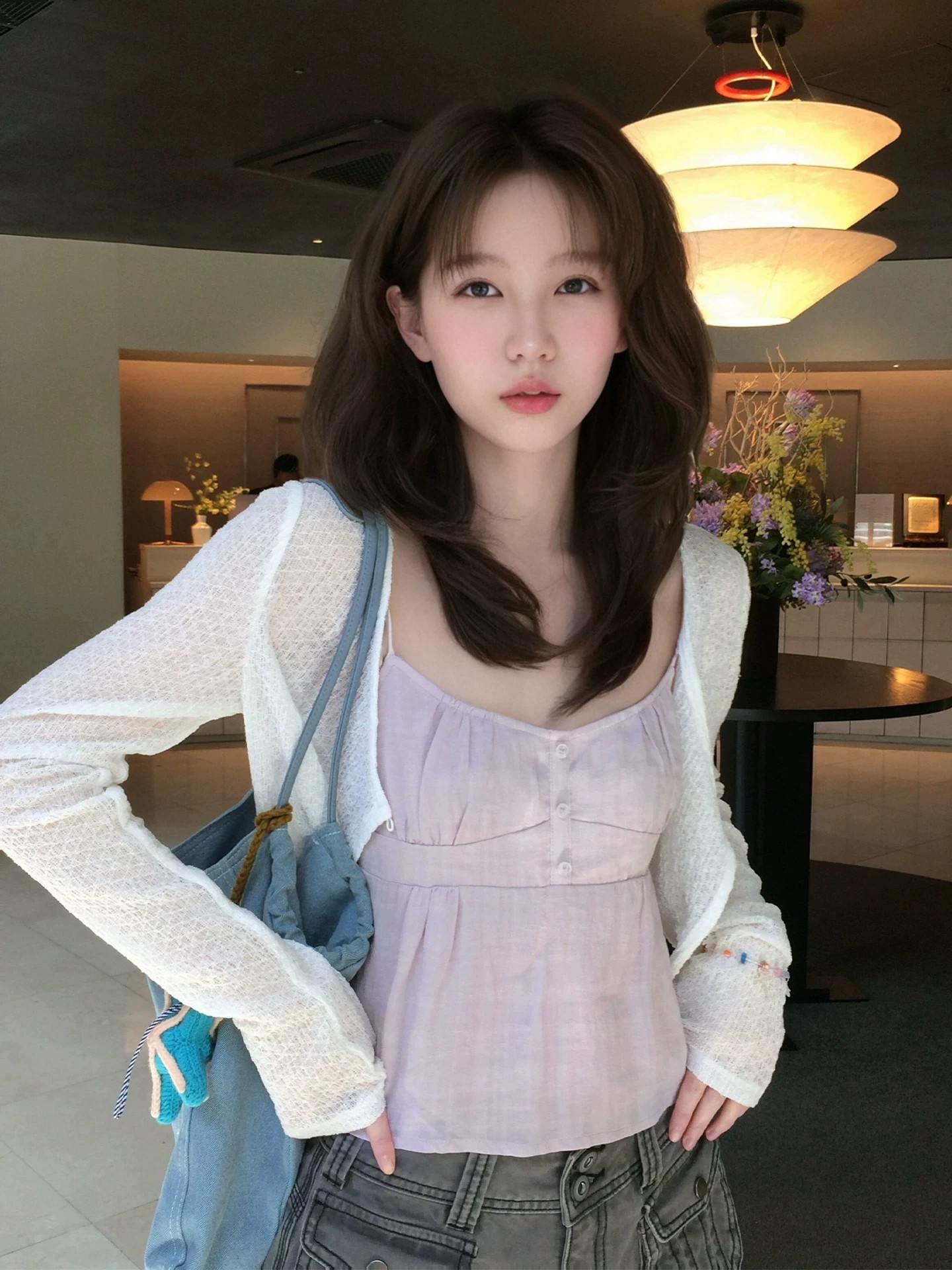보라색 핑크색 달콤한 핫걸 캐미솔 여름 외출용 순수한 욕망 몸매 가꾸기 슬림해 보이는 작은 키 쇼트 스타일 민소매 맨위