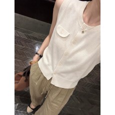 批发复古藏青色圆领针织衫<b class='q'>马甲女</b>夏季叠穿坎肩显瘦宽松无袖背心小上衣