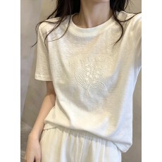 批发超好看刺绣短袖白色<b class='q'>t</b><b class='q'>恤</b>女士2026新款夏季宽松<b class='q'>韩版</b>慵懒风半袖上衣