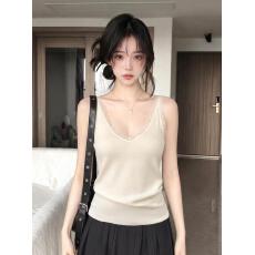 批发<b class='q'>蕾丝</b>花边V领针织<b class='q'>吊带</b><b class='q'>背心</b>女秋冬新款温柔风外穿打底内搭无袖上衣