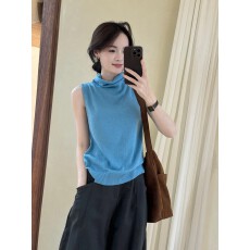 批发话里堆堆领针织背心女2026秋季新款韩版<b class='q'>休闲</b>外穿修身内搭无袖上衣