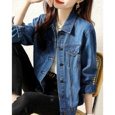 批发外贸法国原单出口清仓特价春秋款时髦气质优雅显瘦短款牛仔外套女