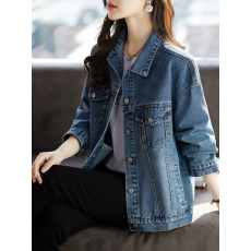 批发高端品牌复古牛仔外套女短款2025春<b class='q'>秋</b>新款休闲百搭扣子夹克牛仔衣