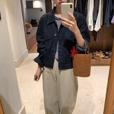 批发YNVN韩系小个子短款牛仔外套女装宽松设计感夹克上衣2025<b class='q'>秋</b>季新款