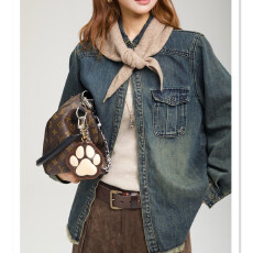 批发重工水洗百搭绝绝子秋冬复古牛仔<b class='q'>衬衫</b>