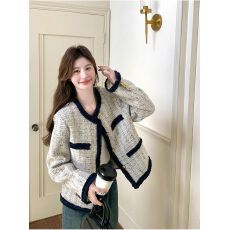 批发法式撞色流苏小香风外套2025秋季新款气质名媛风短款粗花呢上衣