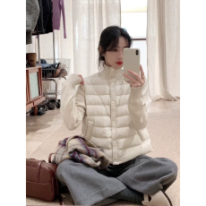 批发韩系秋冬新款时尚针织立领拼接90白鸭绒羽绒服保暖轻薄打底外套女