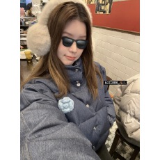 批发HEYGIRL黑哥 妮式穿搭 短款立领保暖面包服女冬季牛仔蓝羽绒外套