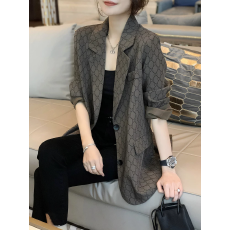 批发早春<b class='q'>西装外套</b>女欧洲站2025新款时尚欧货小众设计感洋气印花西服潮