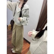 批发韩系休闲<b class='q'>运动服</b>套装女秋冬条纹拉链连帽外套