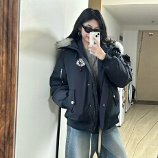 批发黄子弘凡同款NICEBAD原WORKSOUT连帽毛领派克羽绒棉服复古保暖