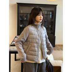 批发韩系巨好看的灰色立领夹棉棉服女<b class='q'>秋</b>冬加厚棉袄假两件针织棉衣外套