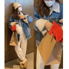 批发Yukiss 加厚羊羔毛<b class='q'>牛仔</b><b class='q'>外套女</b>冬韩系宽松遮肉显瘦百搭保暖上衣潮