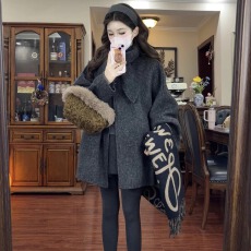批发灰色2025新款深冬独特超好看呢子大衣女入冬季毛呢外套加厚中<b class='q'>长款</b>