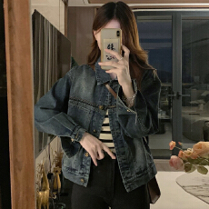 批发2025秋季新款韩版宽松显瘦牛仔外套女刺绣设计感上衣潮