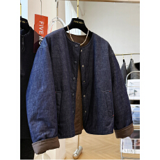 批发韩系高级感独特别致好看薄款夹棉短款<b class='q'>牛仔</b>外套女秋冬休闲棉服棉衣